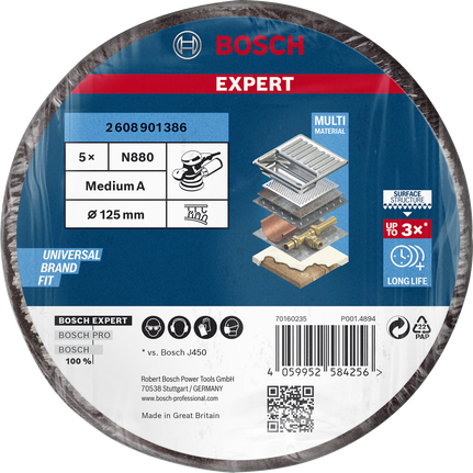 Discuri de șlefuit din material textil Bosch EXPERT N880, 125 mm.