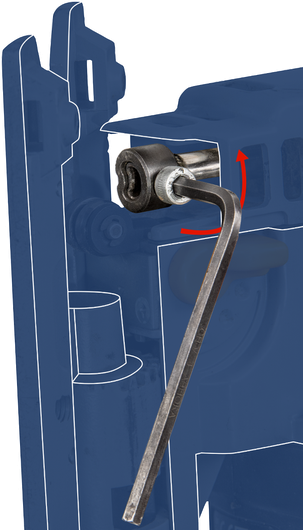 Cheie Allen care strânge un element de fixare în interiorul unei carcase metalice.