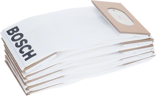 Stivă de saci de praf Bosch cu guler de carton pentru aspirator.