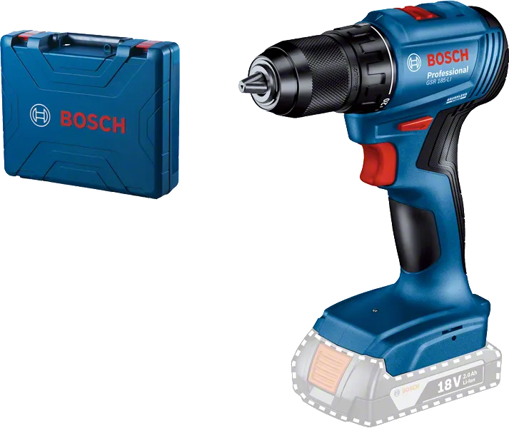 Mașină de găurit fără fir Bosch GSR 185-LI cu geantă de transport.