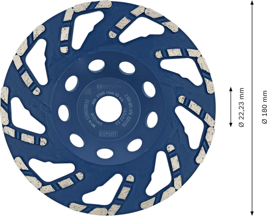 Cap de șlefuire diamantat pentru beton Bosch EXPERT, 180 mm.