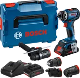 Set de burghiu Bosch GSR 18V-90 FC cu cutie și accesorii.