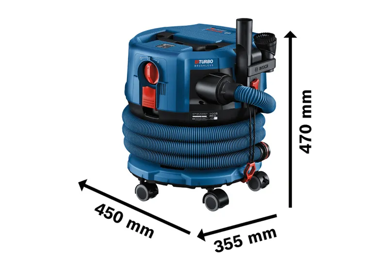 Aspirator fără fir Bosch GAS 18V-12 cu dimensiuni compacte.