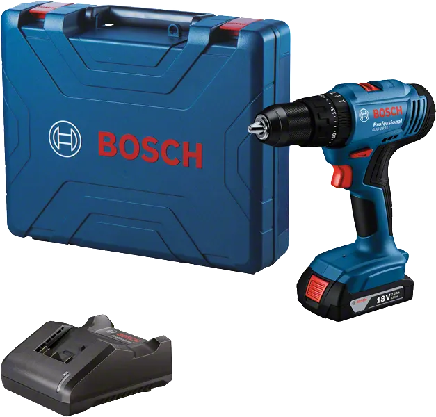 Set de mașina de găurit cu acumulator Bosch GSB 18V-45 cu husă și încărcător.