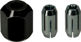 Metric collet set with two different sizes and a nut