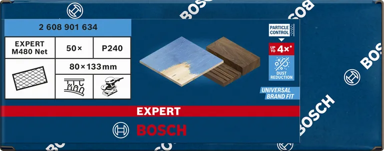 Plasă de șlefuit Bosch EXPERT M480 80×133 mm granulație 240, 50 buc.