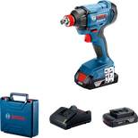 Set șurubelniță cu impact Bosch GDX 180-LI cu baterie și încărcător.