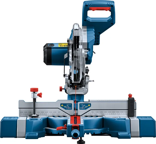 Fierăstrău circular cu mitră Bosch GCM 254 D cu ghidaj unghiular precis.