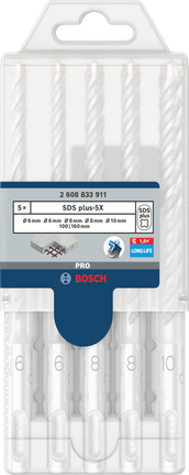 Set burghie percutoare Bosch SDS plus-5X 6/6/8/8/10 mm.