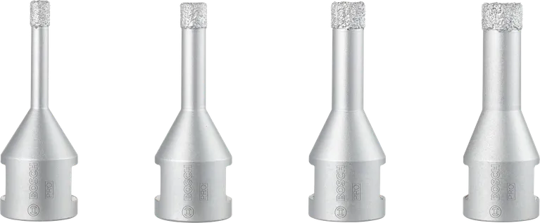 Set de freze ceramice Bosch PRO cu carotă uscată, 4 diametre.