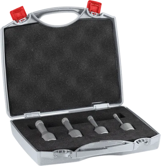 Set de freze ceramice Bosch PRO cu carotă uscată, în cutie.