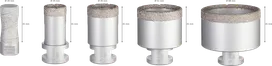 Set de freze ceramice Bosch PRO pentru carotaj uscat, cinci dimensiuni pentru găurirea plăcilor.