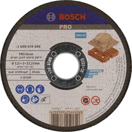 Disc de tăiat piatră Bosch PRO 115 mm pentru zidărie.