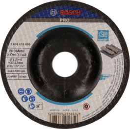 Disc de șlefuit metalic Bosch PRO 115 x 6 x 22,23 mm.