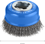 Perie cu cupă Bosch PRO Metal Clean X-Lock 75 mm.