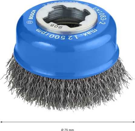 Perie cu cupă Bosch PRO Metal Clean X-Lock 75 mm.