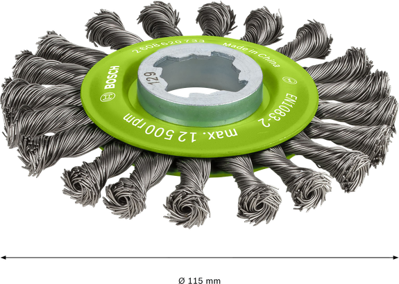 Roată de sârmă Bosch PRO din oțel inoxidabil X-Lock, 115 mm.