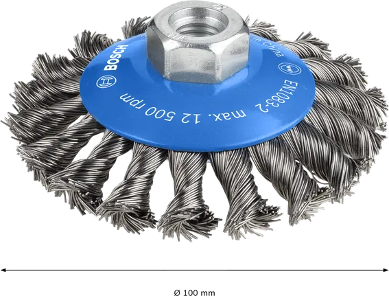 Perie conică groasă Bosch PRO Metal 100 mm pentru filet M14.