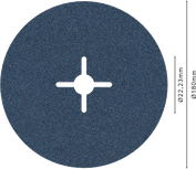 Disc abraziv cu fibră Bosch PRO R574 180 mm G120 pentru șlefuire.