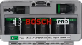 Set chei tubulare de impact Bosch PRO cu adaptor, 7 piese.