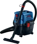 Aspirator industrial albastru cu accesorii.