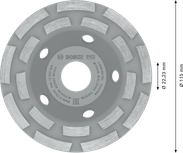 Cap de șlefuire a betonului Bosch PRO 115 mm pentru șlefuirea suprafețelor.