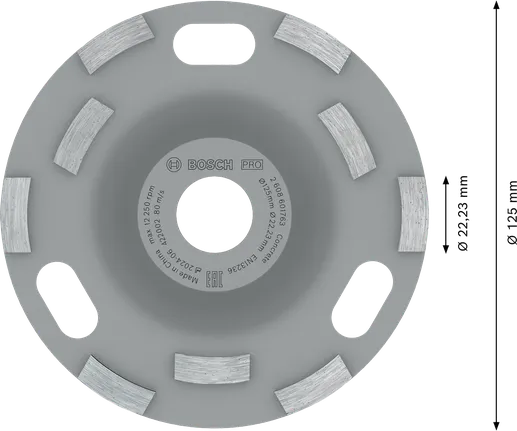 Cap de șlefuire a betonului Bosch PRO 125 mm pentru șlefuirea betonului.