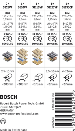 Set de 6 lame de demolare Bosch PRO pentru tăierea lemnului și metalului.