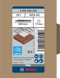 Daltă Bosch PRO HEX 17 mm cu vârf, 280 mm, 10 buc.