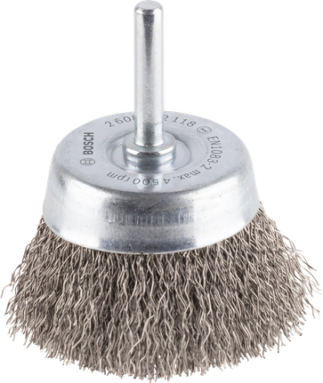 Perie de curățare tip cupă Bosch PRO din oțel inoxidabil cu tijă dreaptă.
