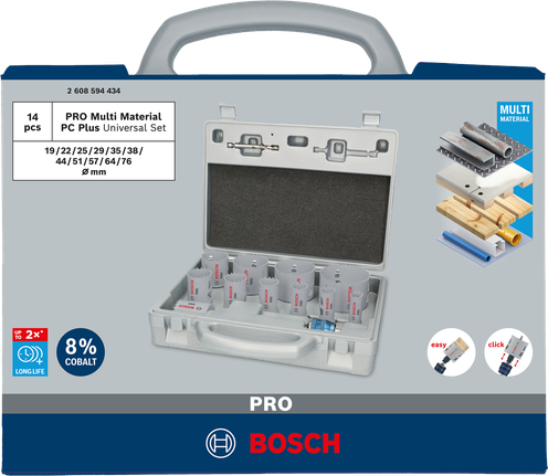 Set de carote Bosch PRO Multi Material cu 14 piese.