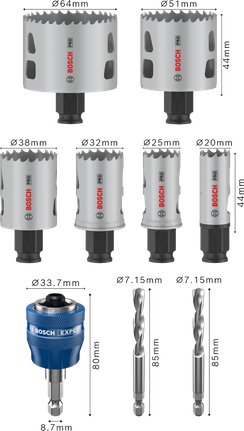 Set carotă Bosch PRO Multi Material PC Plus, 9 buc.
