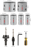 Set de carote multimaterial Bosch PRO, 12 bucăți cu dimensiuni de 22–64 mm.