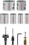 Set de carote multimaterial Bosch PRO, 12 bucăți, pentru diferite diametre.