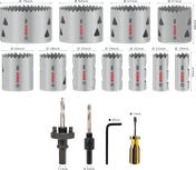 Set de carote multimaterial Bosch PRO, 17 bucăți, cu dimensiuni 19-76 mm.