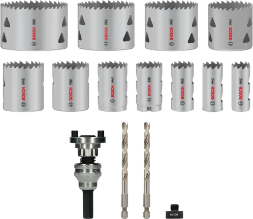 Set de carote pentru materiale multiple Bosch PRO cu arbore Q-Lock.