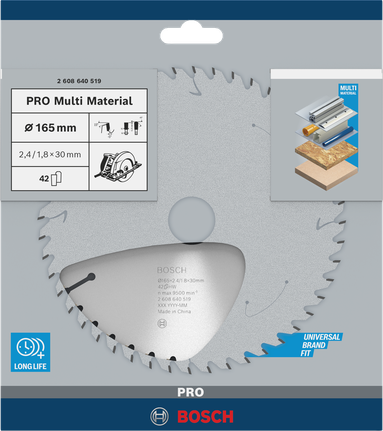 Lamă de ferăstrău Bosch PRO Multi Material 165 mm.