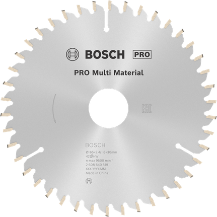 Lamă de ferăstrău circular Bosch PRO Multi Material, 165 mm, 42 de dinți.