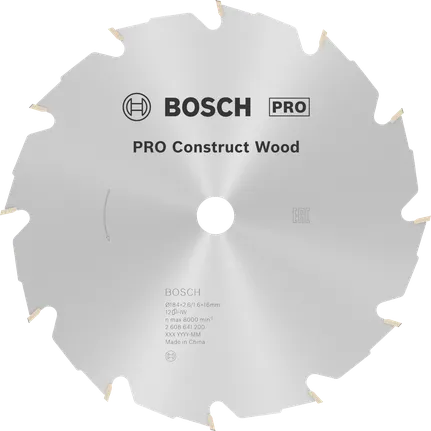 Lamă de ferăstrău circular pentru lemn Bosch PRO Construct, 184 mm.