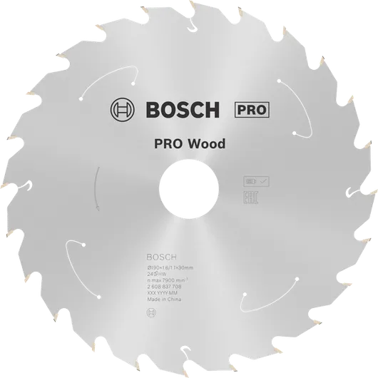 Lamă de ferăstrău circular Bosch PRO Wood 190 mm T24 pentru ferăstraie fără fir.