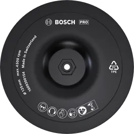 Disc abraziv Bosch PRO, 125 mm, cu sistem de prindere cu arici.