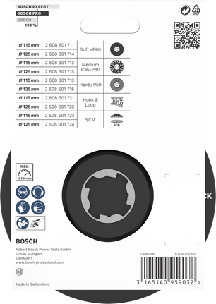 Disc abraziv Bosch PRO 125 mm SCM pentru polizoare X-LOCK.