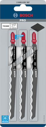 Lame de ferăstrău pendular Bosch PRO Soft Material T313AW 152 mm, pachet de 3.