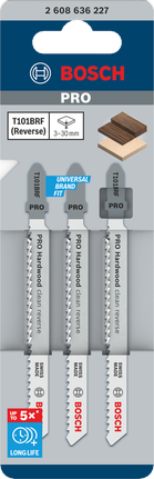 Set de lame de fierăstrău vertical Bosch PRO Hardwood Clean Reverse T101BRF.