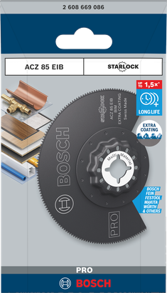Lamă multifuncțională Bosch PRO ACZ 85 EIB de 85 mm.