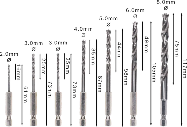 Set burghie Bosch PRO Wood HSS cu vârf Brad, 7 buc.