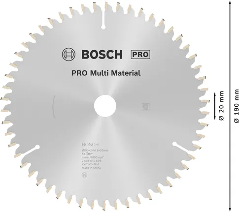 Lamă de ferăstrău circular Bosch PRO Multi Material, 190 mm.