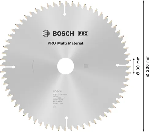 Lamă de ferăstrău circular Bosch PRO Multi Material, 230 mm.