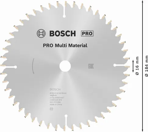 Lamă de ferăstrău circular Bosch PRO Multi Material 184 mm 48 dinți.