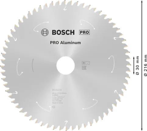 Lamă de ferăstrău circular Bosch PRO Aluminiu 216 mm 64T.